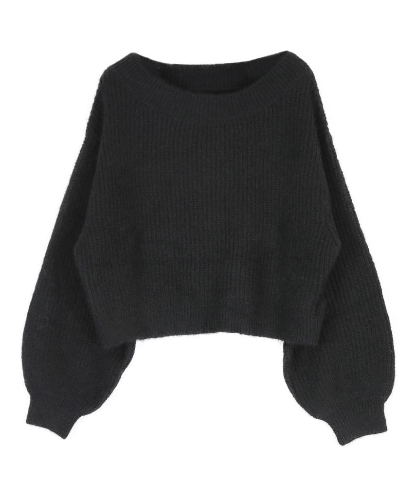 Titibait Boat Neck Loose Knit ACXP3830 Small Black Women's