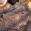 See-through Crochet Flower Lace Stitching Panties Bowknot Decor Mid-rise Briefs Satin Crotch Thin Underwear