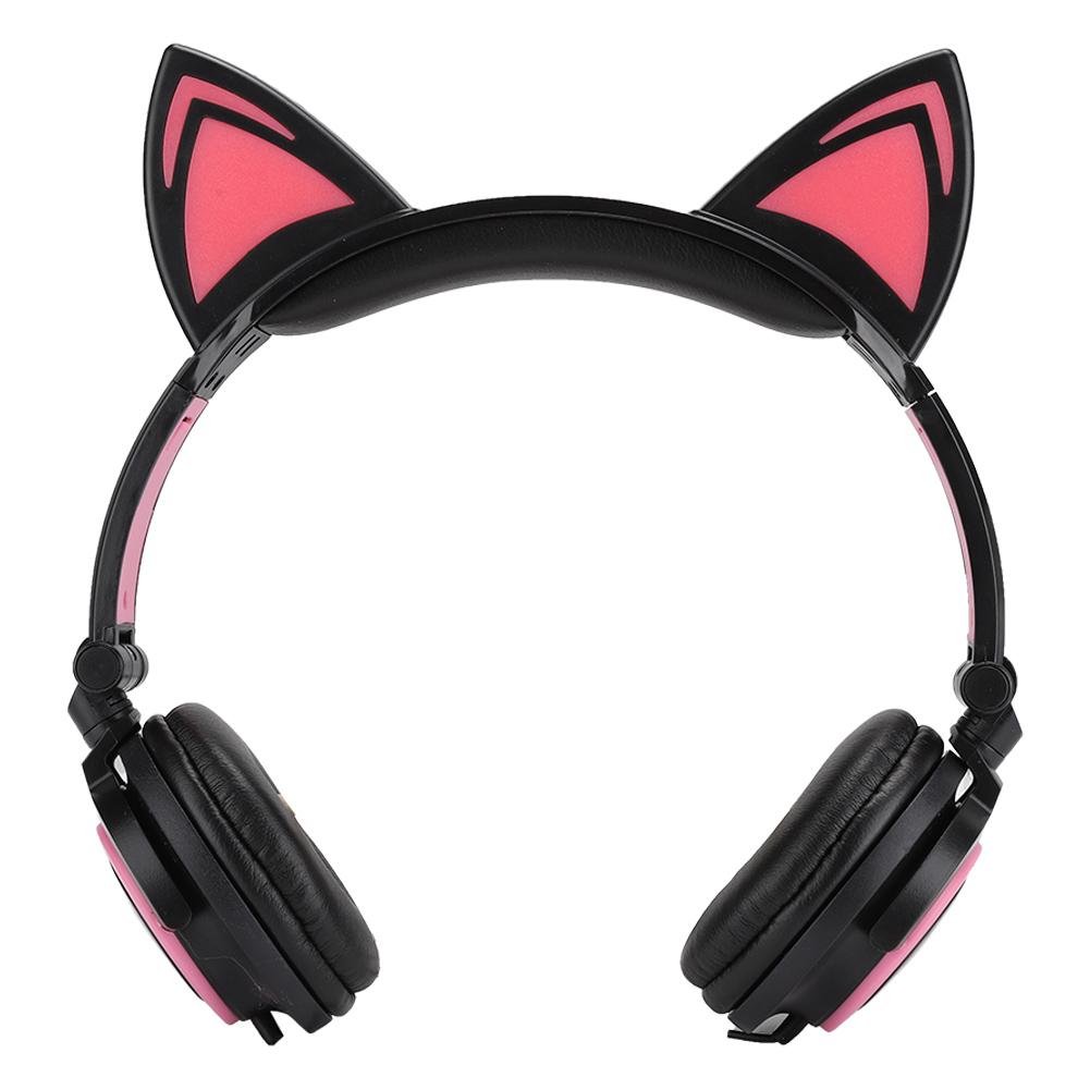 CL107 Cat Ear Foldable Music   USB Headphone Earphone with LED Light for PC Mobile Phone