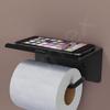 Stainless Steel Toilet Paper Holder/Toilet Paper Roll Holder for Bathroom/Tissue Roll Holder with Mobile Stand/Bathroom Accessories - (Black)