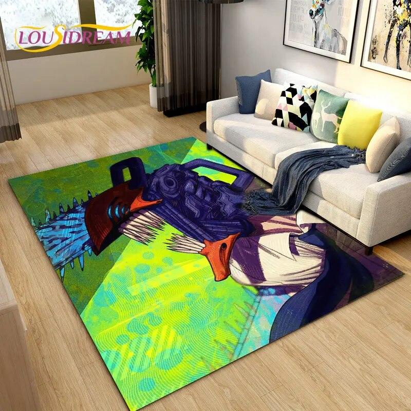 3D Chainsaw Man Anime Denji Cartoon Area Rug, ковер для гостиной, спальни, дивана, коврика, украшения, детский нескользящий напольный коврик