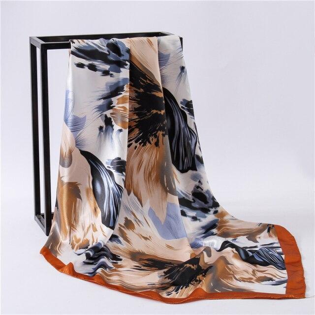 Новый шелковый шарф с принтом, большой хиджаб, модный женский квадратный шарф, повязка на голову для женщин, бандана, женский головной платок, новинка лета