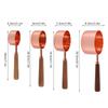 4PC Set Wooden Handle Measuring Cup Set Rose Gold Finish Kitchen Measuring Tools  For Baking