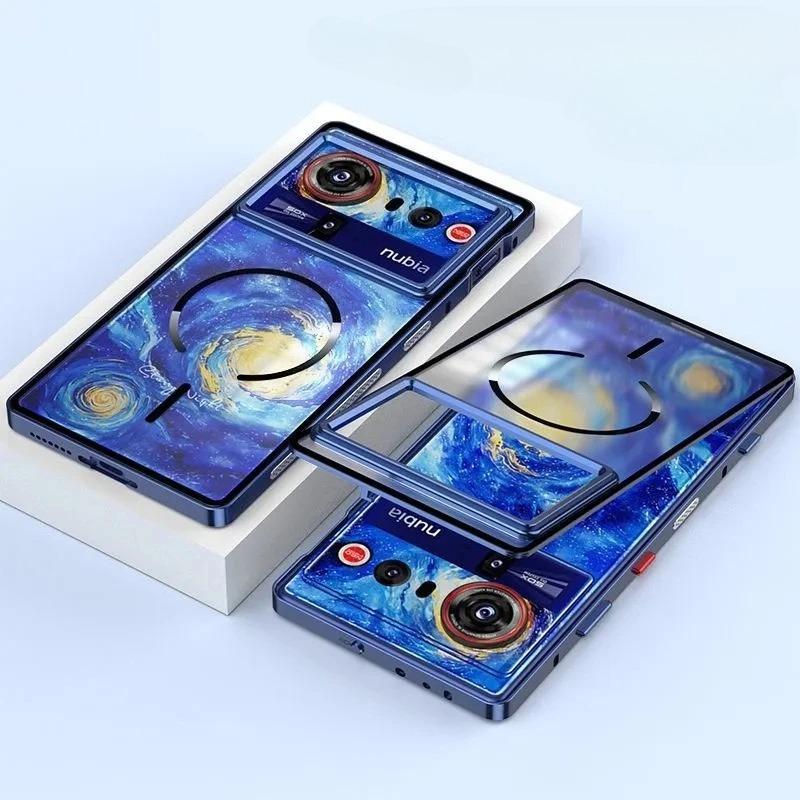 Металлическая рама из алюминиевого сплава Магнитный чехол для ZTE Nubia Z80 Ultra Magsafe Матовая прозрачная акриловая задняя крышка для ZTE Z80 Ultra