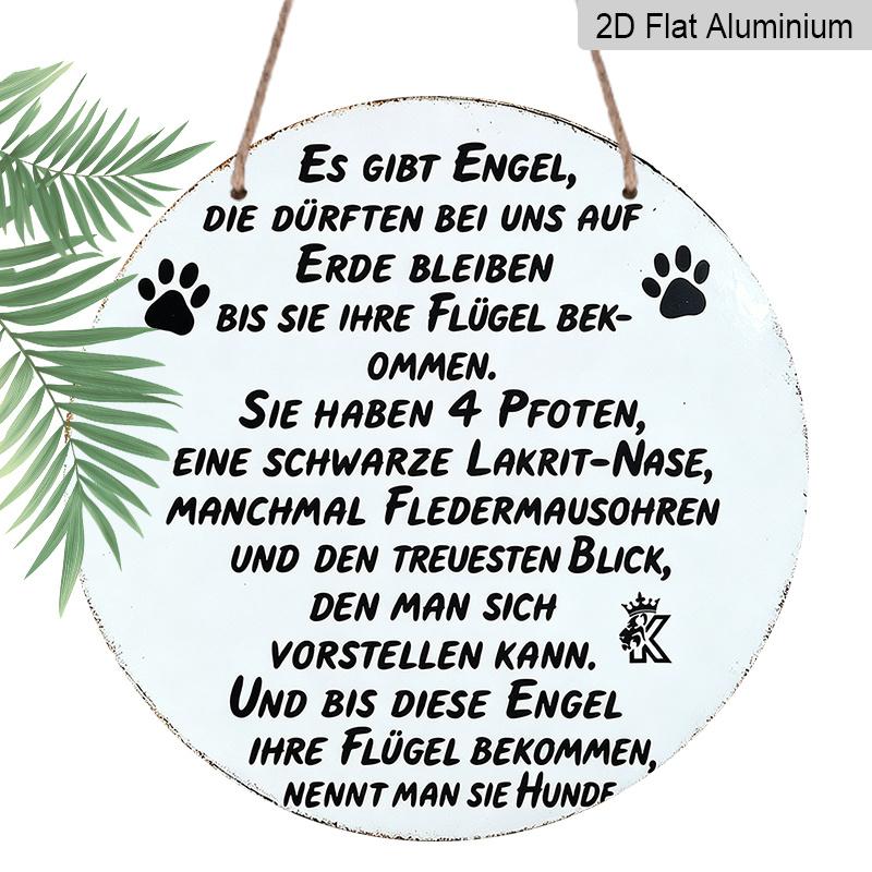 2D Flat Aluminum Vintage Signage Wall Decoration, Various Sizes, German-language Pet Keepsake Plaque Designs. Suitable for Cafes, Living Rooms