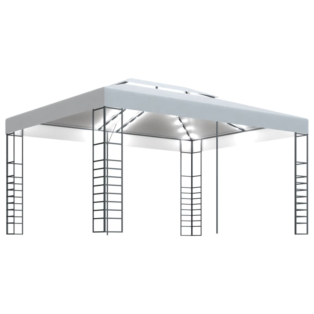 Gazebo with LED String Lights 4 x 3 x 2.7 m White
