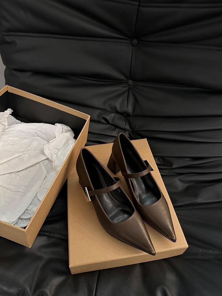 Заостренные серебристые туфли Мэри Джейн из мелкой кожи женские туфли с юбкой дизайн на среднем и высоком каблуке одинарные туфли