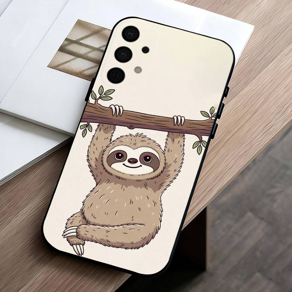 Animal Cute C-Cartoon S-Sloth Phone Case For Samsung Galaxy A73,A72,A71,A70,A53,A52,A51,Soft Silicone Black Cover