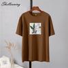 Shellsuning Oversized Aesthetic Printing T-shirts for Women Summer New 100% Cotton Casual Retro Basic Tees Female Korean Harajuku Tops