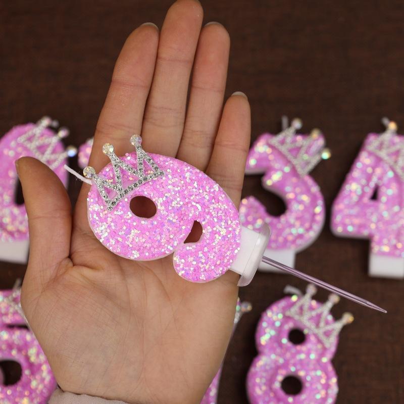 Бриллиантовая свеча-цифра Корона Креативное украшение Свеча для торта на день рождения Креативная ручная работа DIY