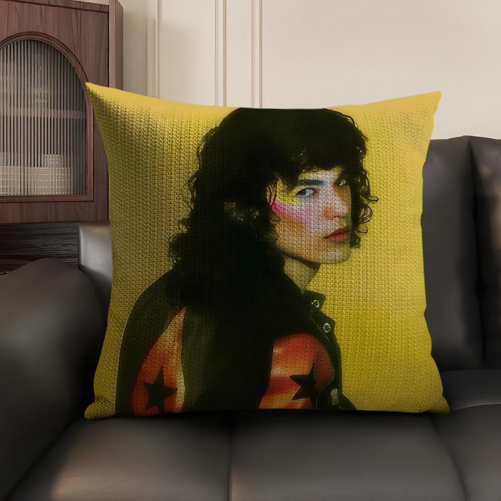 Singer CConan GGray Cushion Cover Natural Linen Organic Fabric DoubleSided Printing Sofa Home Decor Gift Pillow Case