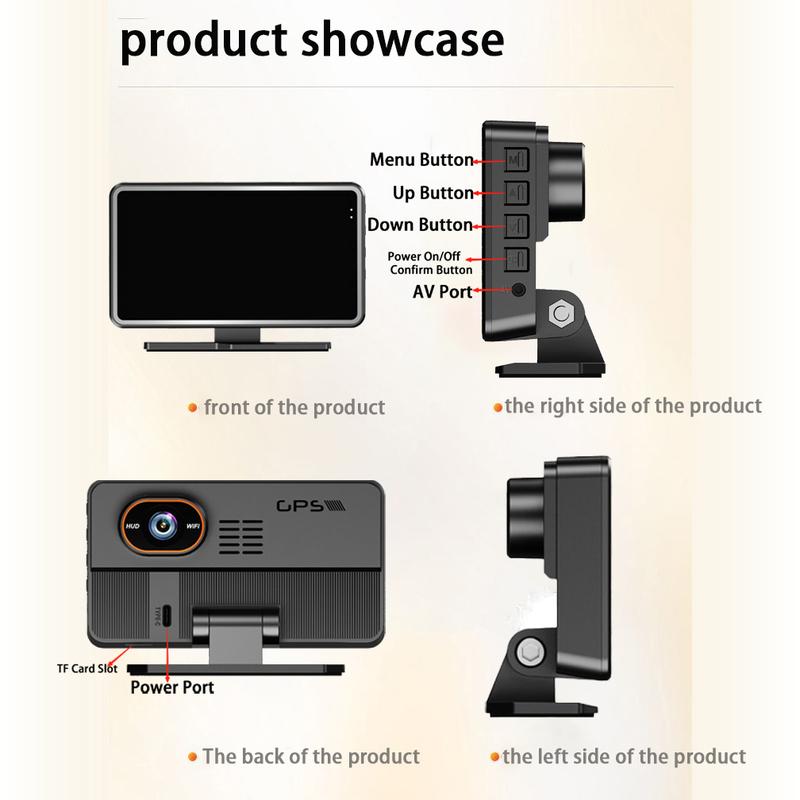 Plug and Play 5-Inch Large Screen Dash Cam HD HUD Head-Up Display with WIFI and Smartphone Connectivity