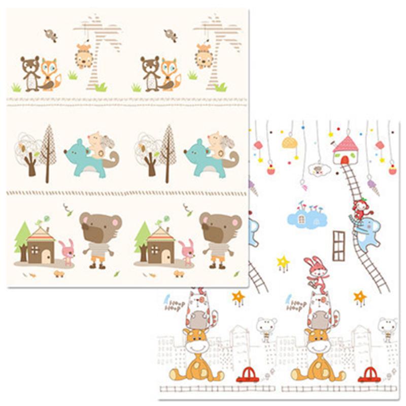 Мультяшный детский игровой коврик, двухсторонний утолщенный коврик для ползания в комнате, ковер