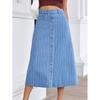 Women High Waist Single-Breasted A Line Jean Denim Skirt