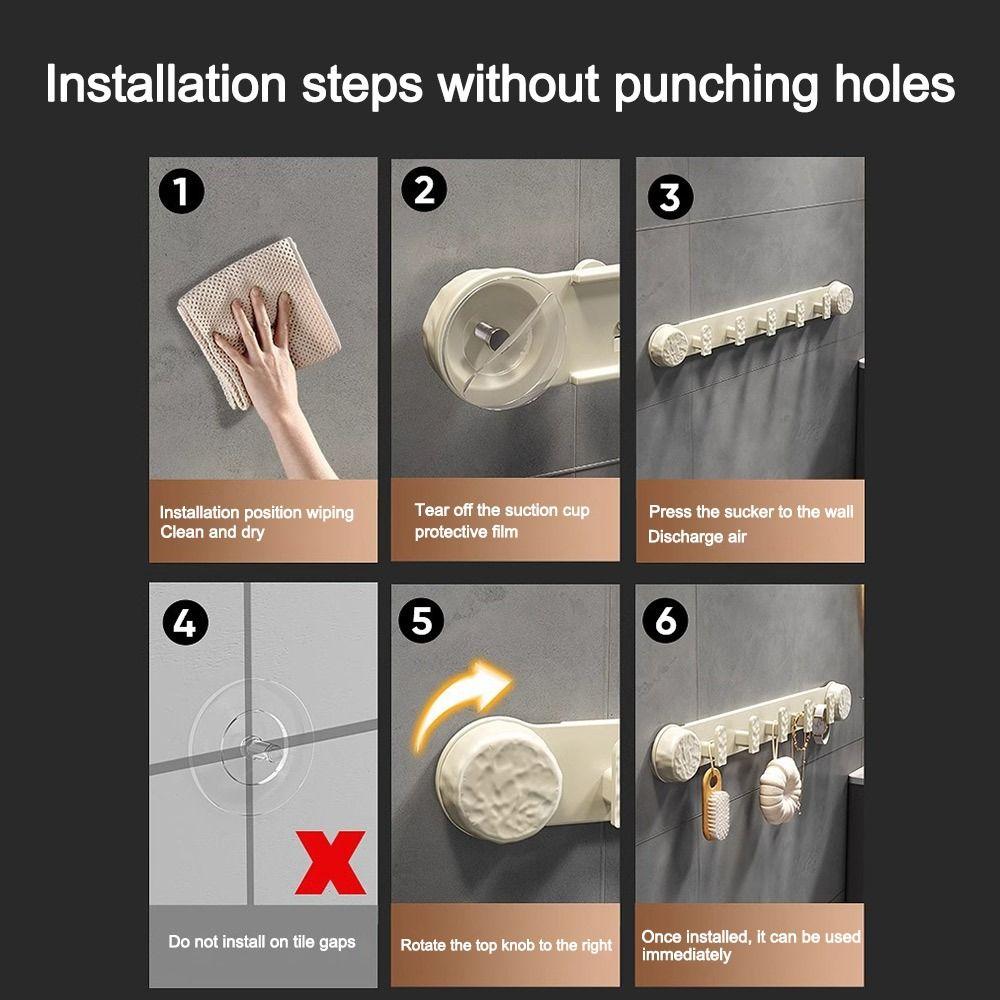 Wall Mounted Coat Hanger 3/5 Hooks Door Rear Hook Portable Suction Cup Hooks Bathroom Accessories