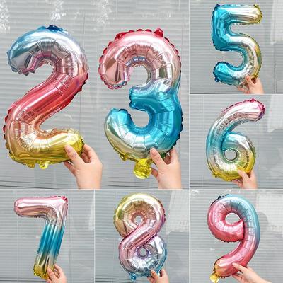 16-дюймовый градиентный радужный шарик-цифра для празднования первого дня рождения ребенка или годовщины