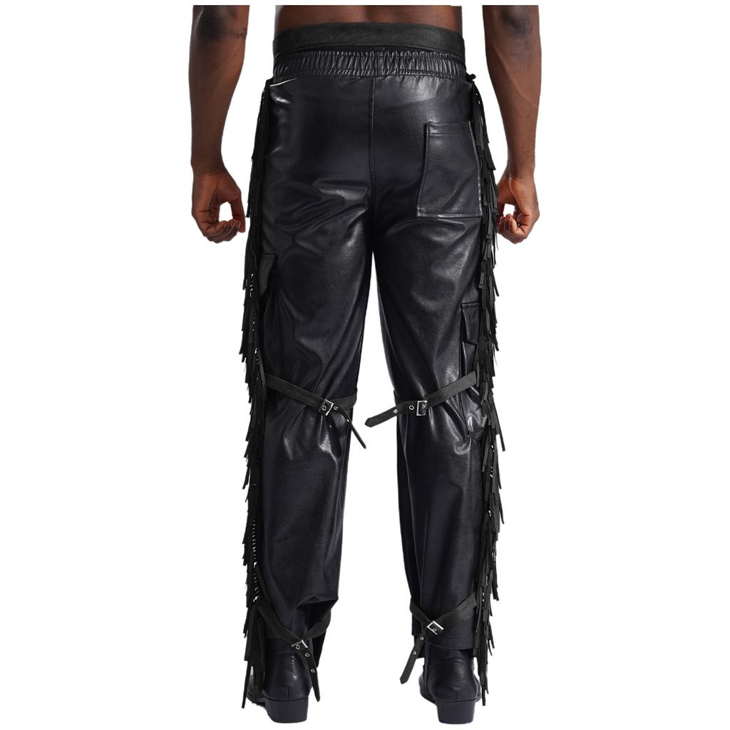 Мужские ковбойские брюки из замши с бахромой и открытым шаговым швом для костюмированной вечеринки на Хэллоуин