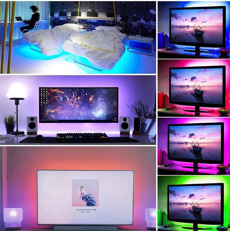 "Набор светодиодной ленты RGB": 5V USB, Управление по Bluetooth, 24-кнопочный пульт для подсветки телевизора"