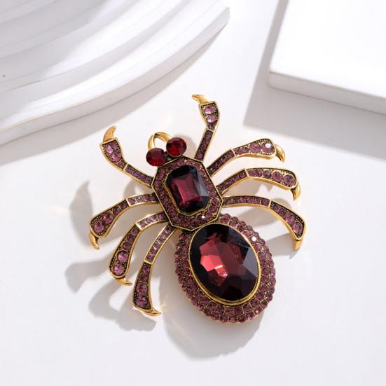 Унисекс, винтажная преувеличенная брошь в форме паука, брошь из искусственного кристалла, значок в форме животного, модные аксессуары