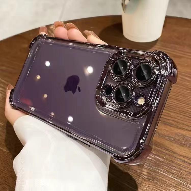 Защитный чехол с 4 углами-подушками безопасности для iPhone XR XS 11 12 13 14 15 16 Pro Max с пленкой для линз, противоударный, прозрачный, жесткий