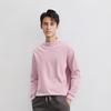 Uniqlo Однотонная футболка с высоким воротником и длинным рукавом Мужские топы Светло-розовый 440437-10