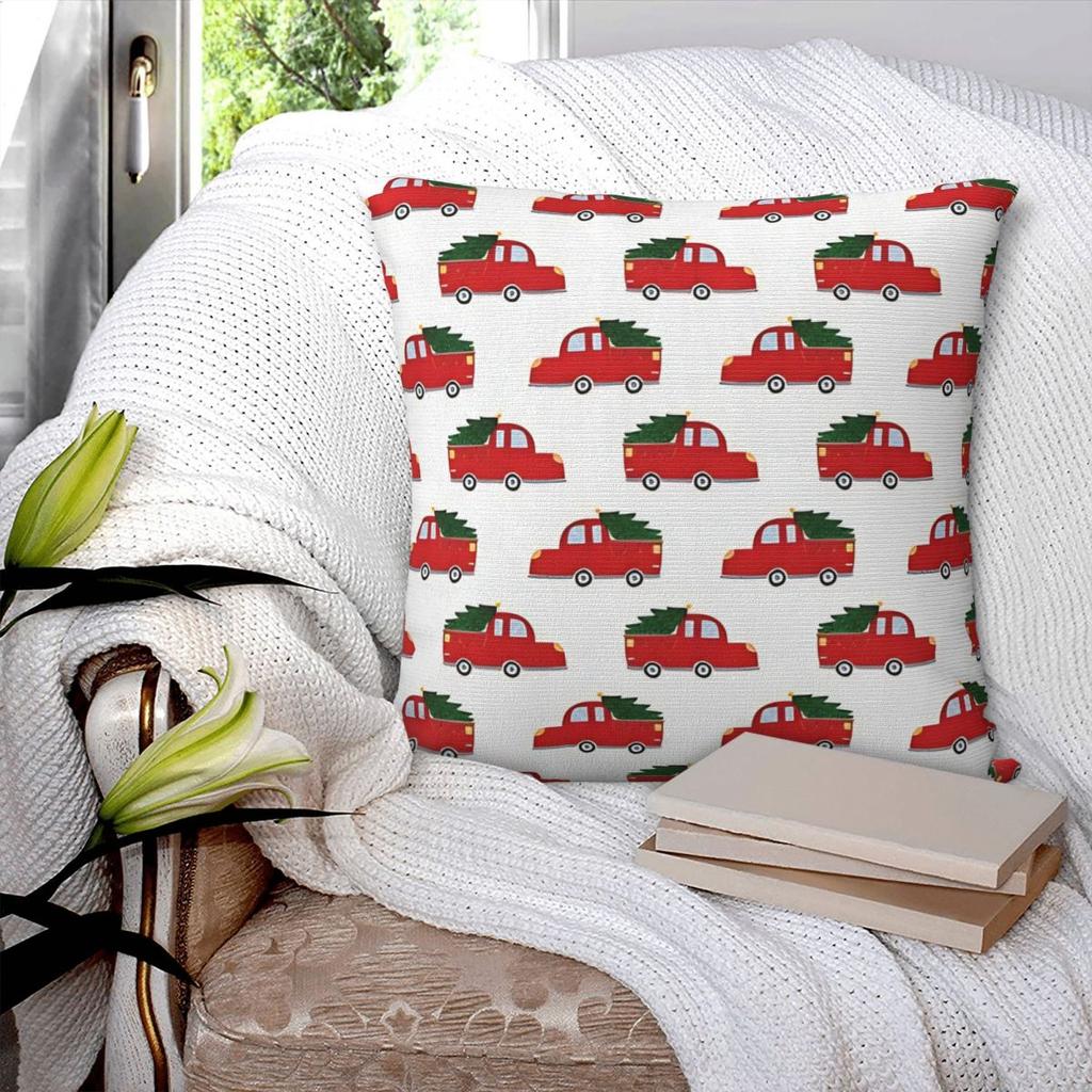 Christmas Festive Vintage Red Trucks And Tree Pillow Cover Pillow Case For Party Home Decor Cushion Cover Soft Pillowcases Gift