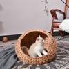 XH Летняя Прохладная Экологичная Плетеная Натуральный Материал Водяной Гиацинт Морская Трава Кровать-Домик для Кошки Собаки Сетчатая Корзина для Питомца