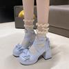 Sweet Lolita Shoes Round Head Cute Girl Lolita Shoes JK Japanese Mary Jane Thick Heel High Heels Waterproof Table