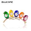 Colorful Five Cute Birds Brooches Crystals Enamel Jewelry For Girls Kids Best Gifts Scarf Shoulder Suit Collar Corsages