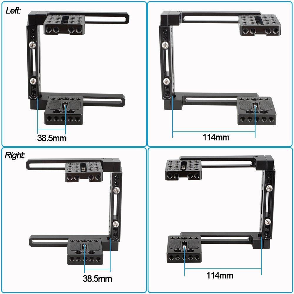 CAMVATE Camera Cage for Left and Right Universal and Screw Height and Width Sturdy Shooting Stabilizer Base Hands, C-Shaped Cage, 1/4" 3/8" Holes,