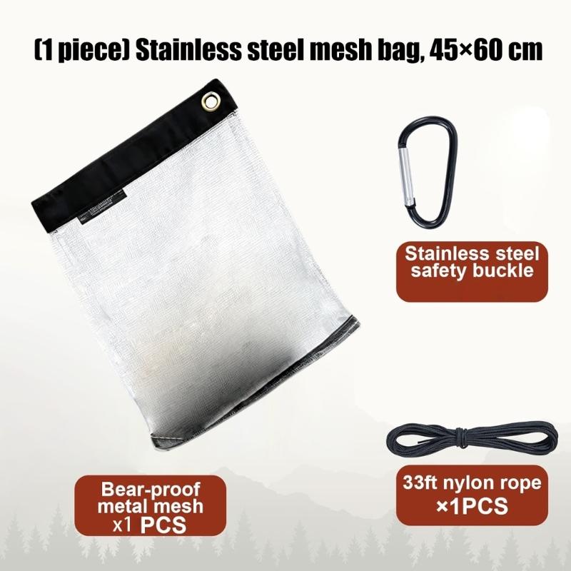 Stainless Steel Meshes Bag Wire Meshes Hanging Food Storage Bags Rodents Proof Bear Pouches For Outdoor Camping Hiking