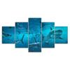 Group Of Sharks Deep Blue Sea 5 Piece Five Panel Wall Canvas Print Modern Art Poster Picture Home Decor Gift For Him For Her