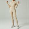 European & American Seamless One-Piece Yoga Jumpsuit - Women's Long-Sleeve, Waist-Cinching Athletic Wear