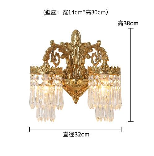 Роскошная медная хрустальная настенная лампа для гостиной, спальни, лофта, интерьера дома, с двумя плафонами, золотая, винтажный ретро стиль, настенный светильник