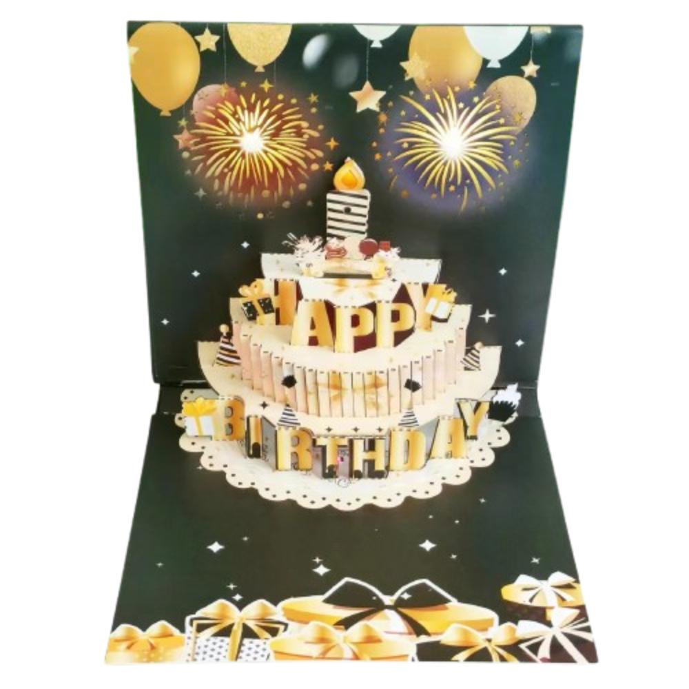 Fireworks Effect Happy Birthday Card Blowable Led Candle Birthday Cake Postcards  Mom
