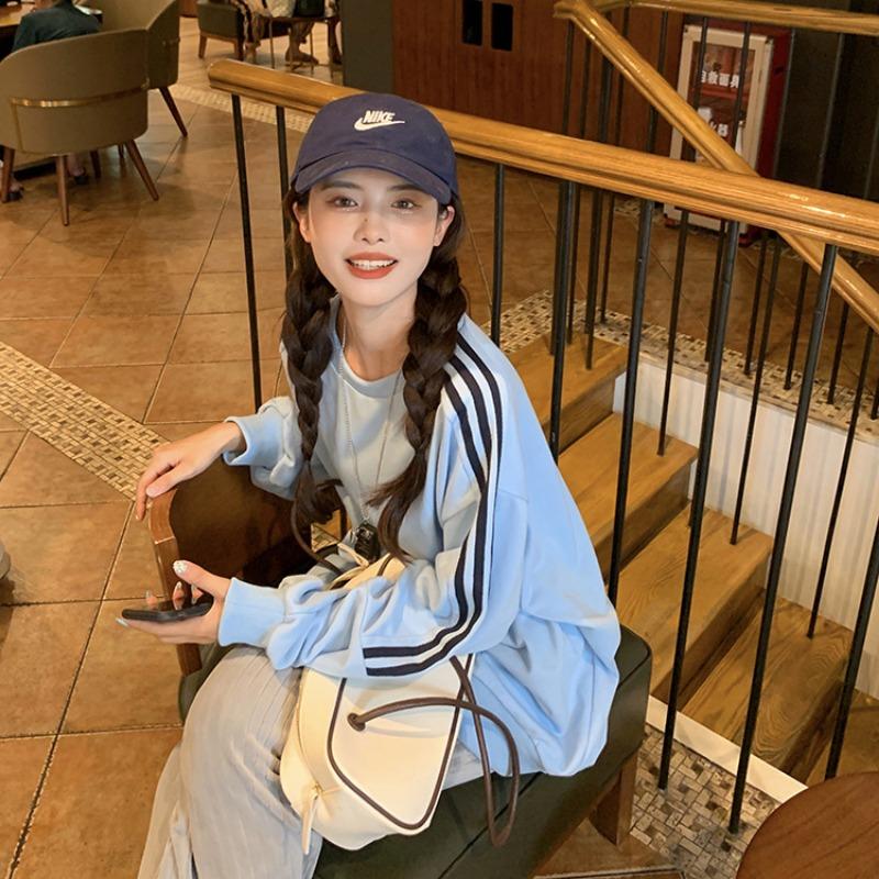 YYFS Women's Fashion Casual Stripe Print Fall Winter Long Sleeve O-Neck Pullovers & Long Sleeves