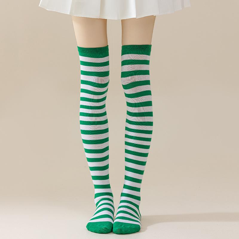 Autumn Winter Color Striped Stockings Japanese Over Knee Socks Fashion Women Keep Warm Sexy Slim Long Socks Striped Hosiery
