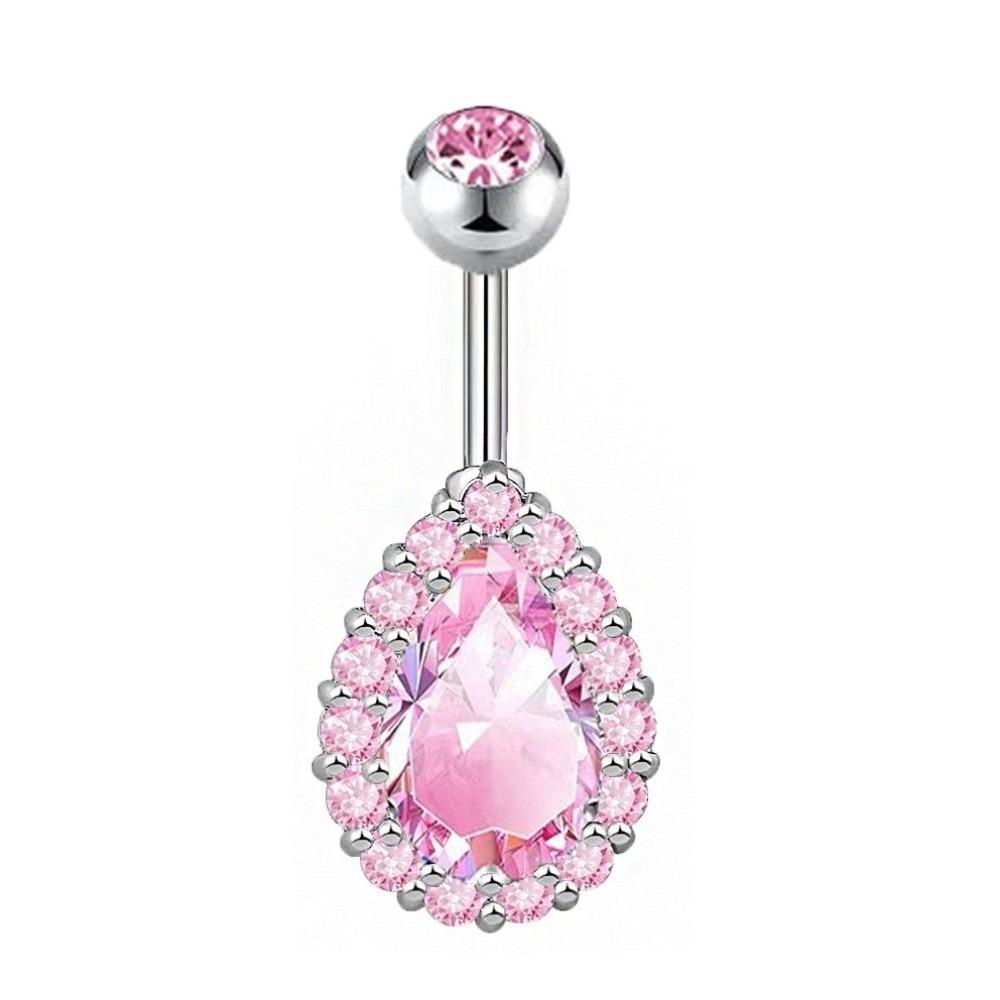 Stainless Steel Zircon Navel Ring Colorful Body Piercing Jewelry Fashion Belly Button Ring  Girl