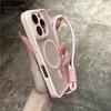 Прозрачный матовый магнитный чехол для iPhone 16 14 13 Mini 15 12 11 Pro Max Plus со шнурком-браслетом Magsafe противоударный бампер