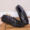 Luxury Crocodile Pattern Leather Men Shoes Black Casual Business Shoes Moccasins Breathable Light Driving Shoes for Men Loafers