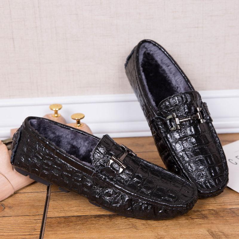 Luxury Crocodile Pattern Leather Men Shoes Black Casual Business Shoes Moccasins Breathable Light Driving Shoes for Men Loafers