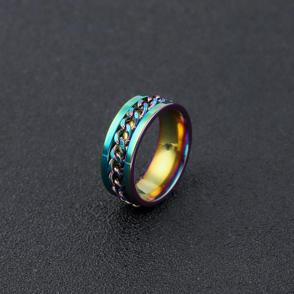 Rotatable Titanium Steel Ring: Men's Bottle Opener, Stress-Relief Chain, Stainless Steel Jewelry