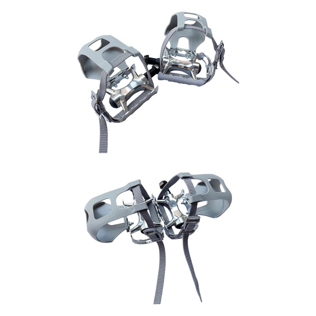 2 Pieces Exercise Bike Pedals with Straps Repair Replacement Nonslip Accessories Bicycle Pedals for Outdoor Bicycles Home Gym