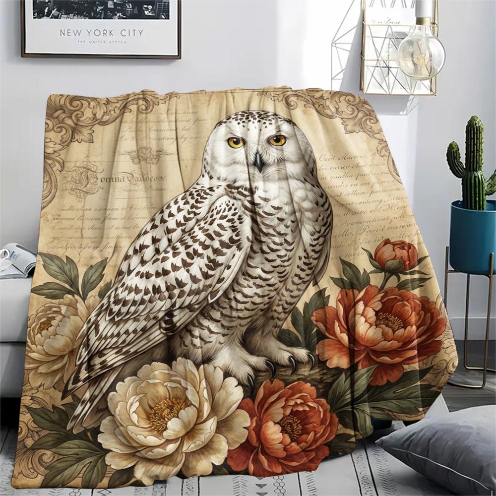 1PC Retro Parrot Peacock Print Flannel Blanket, High quality All Seasons, Home Decor, Warmth and Comfort, Perfect for Christmas Gifts