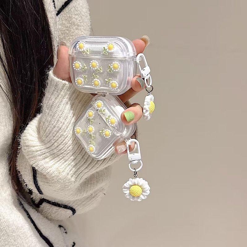 Милый розовый галстук-бабочка 3D Ромашка Чехол Для Airpods 4 Защитный Для Airpods Pro Pro2 Мультяшный Беспроводные Bluetooth Наушники Чехол Для Airpods1 2 3