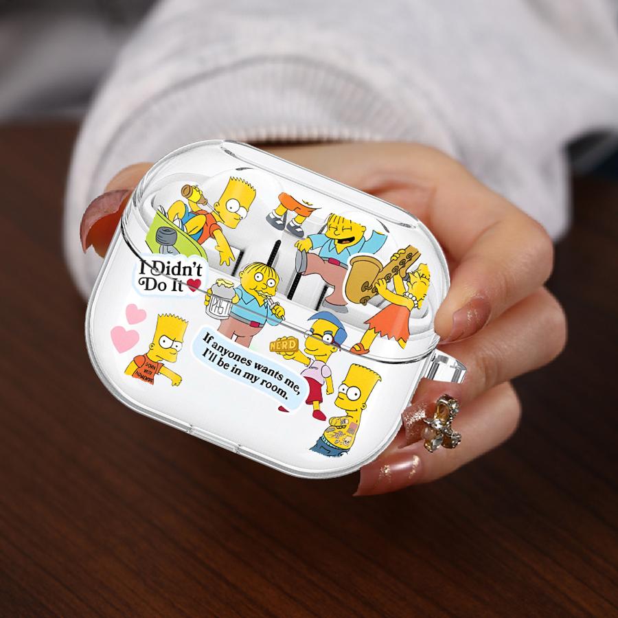 Cute The Simpsons Case For Samsung Galaxy Buds 3 FE 2Pro 4 Pro 4Pro 3Pro 2 Live Clear Earphone Cases Cover With Hook