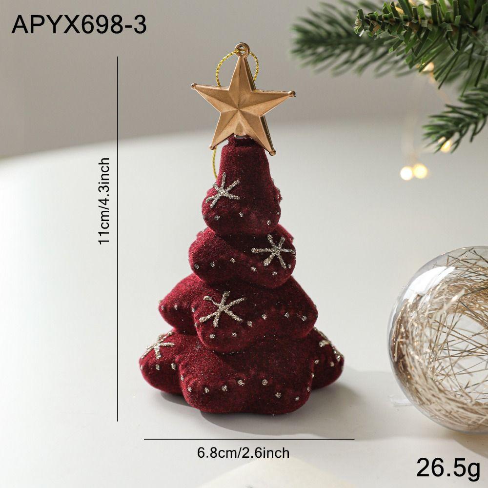 Glitter Accents Christmas Tree Pendant Star Topper Xmas Plush Decor Home Festive