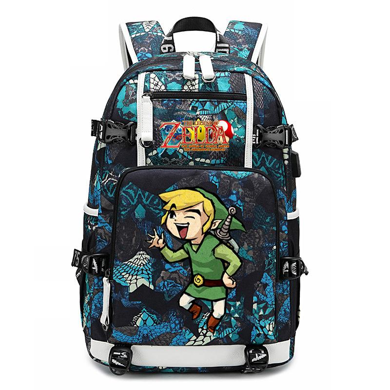 Рюкзак с принтом Zelda Zelda, наружный USB-порт, большая вместимость, дорожный рюкзак