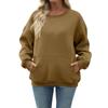 Women's Casual Fashion Long Sleeve Solid Color Round Neck Sweatshirt Top With Pocket