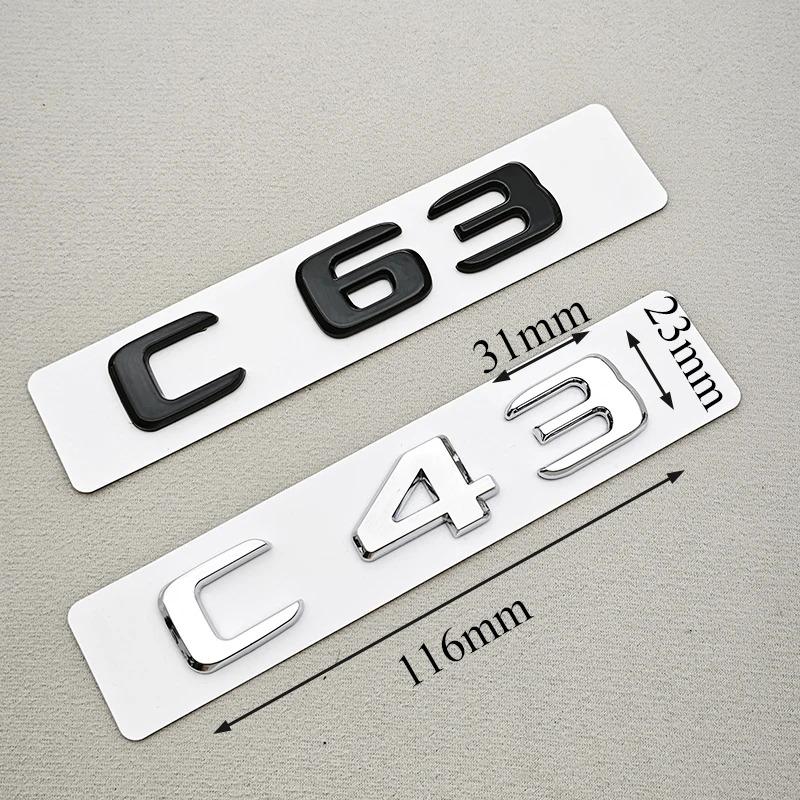 3D ABS Car Letters C43 C63 Logo Rear Trunk Badge Emblem Decals For Mercedes Benz AMG C43 C63 W205 W206 Car Sticker Accessories